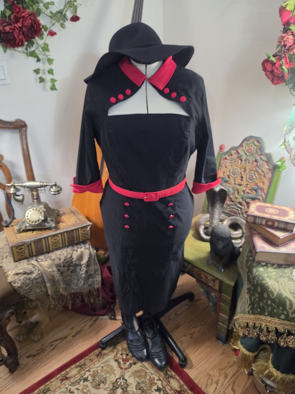 Hell Bunny Black Dress with Red Trim 3xl